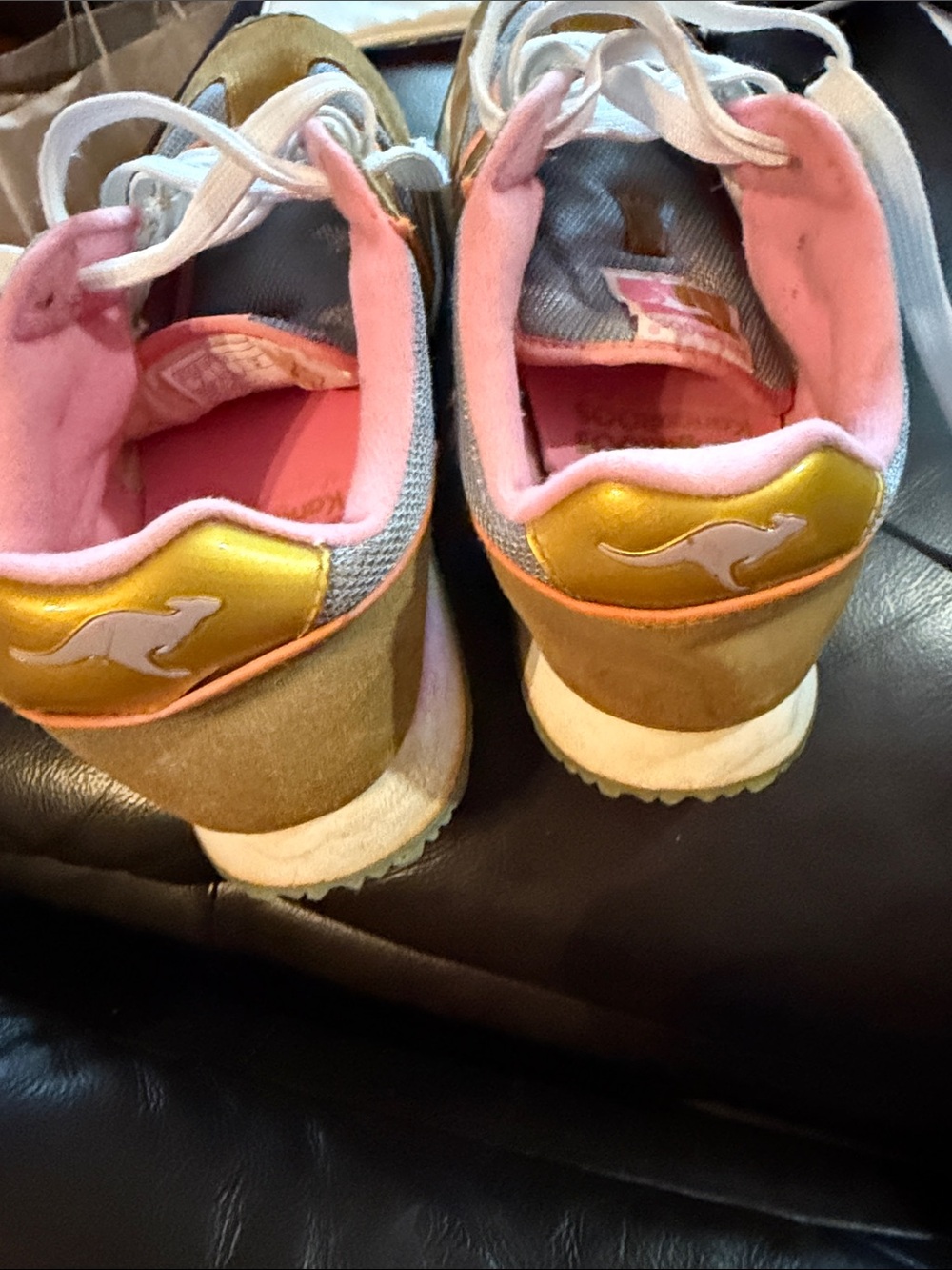 kangaROOS Olive Suede & Pink Lined Athletic Sneakers - Picture 3 of 4